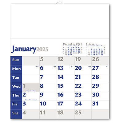 Blue & Black Headboard Calendar