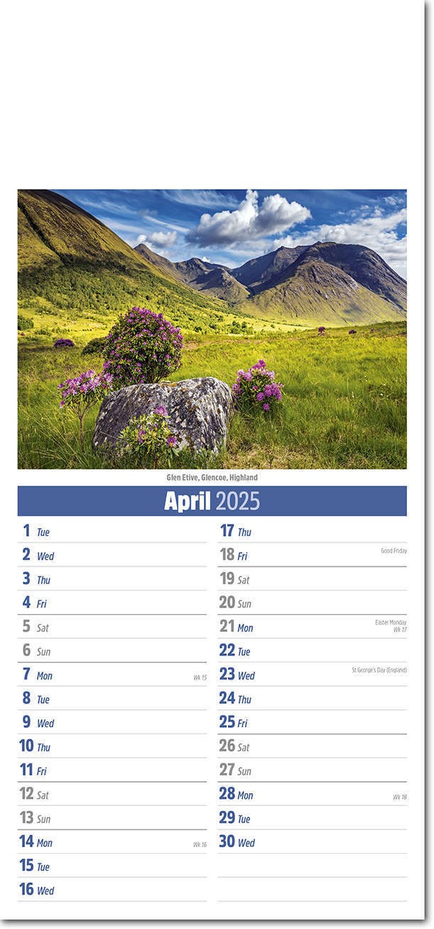 Slimline Scotland Compact Calendar
