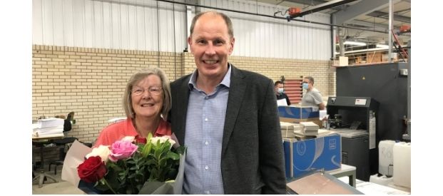 Bindery Worker Joan Retires after 25 Years at Rose Calendars