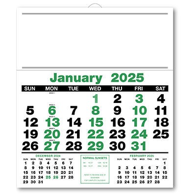 Bold Figure Headboard Calendar - Green and Black