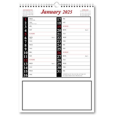 Red & Black Memo Postal Saver Calendar