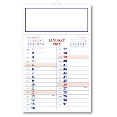 Full Backboard Memo Calendar - Blue and Orange