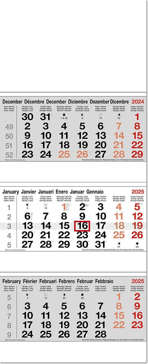 Mega-Tri Pad Shipping Calendar - Red and Black