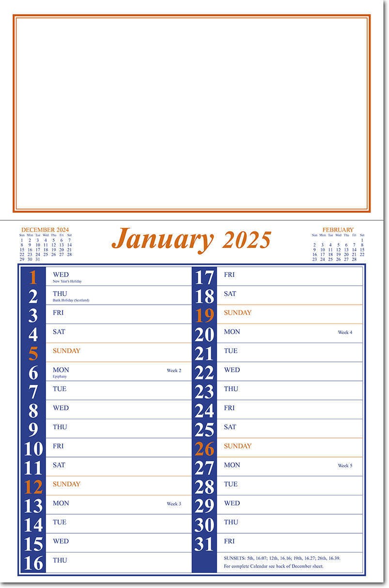 Appointment Memo Calendar - Blue and Orange