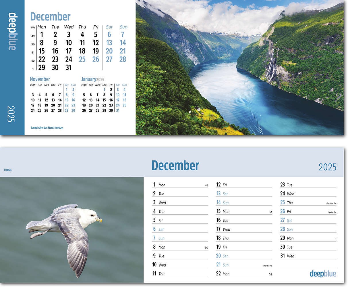 Deep Blue Note Station Desk Calendar