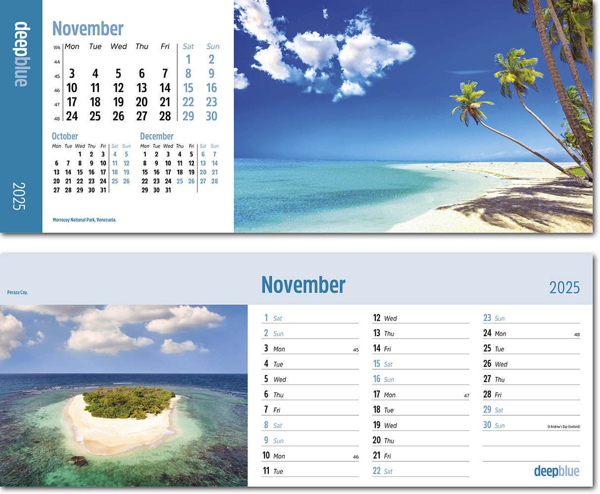 Deep Blue Premium Lined Easel Desk Calendar