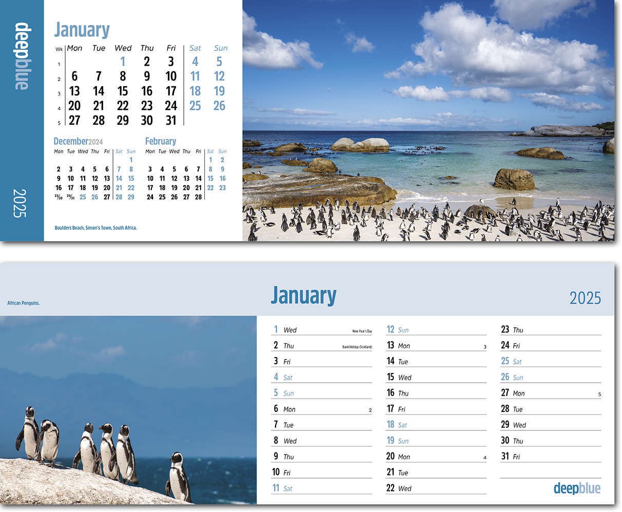 Deep Blue Desk Calendar